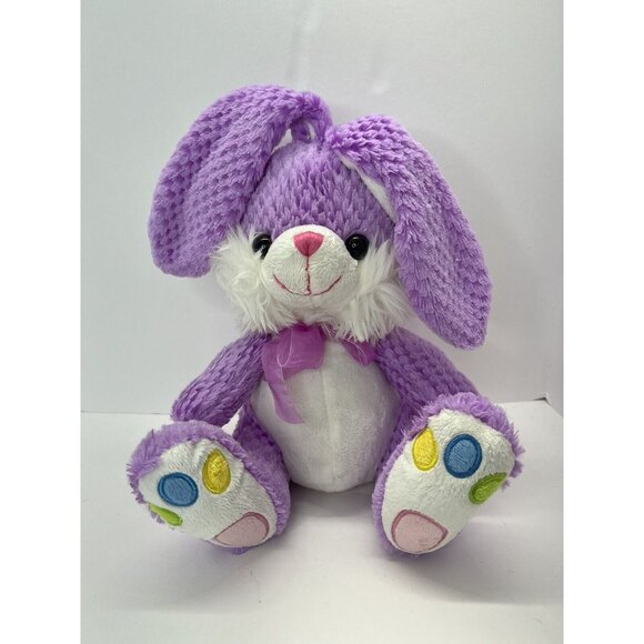 2009 Chrisha Playful Plush Purple Easter Bunny Rabbit 10 Inch Stuffed Animal Toy - Picture 1 of 11